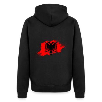 Albanien Albaner Flagge Albanisch - Unisex Premium Bio Zip Hoodie - Schwarz - Hinten - Nico (187cm)