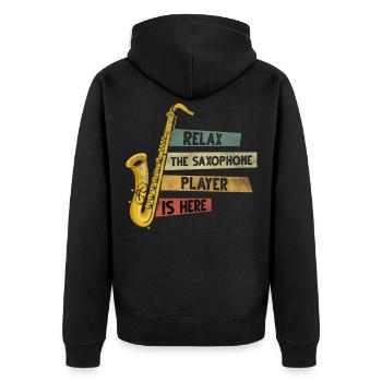 Saxophonist Saxophonspieler Blasmusik Saxophon - Unisex Premium Bio Zip Hoodie - Schwarz - Hinten - Nico (187cm)