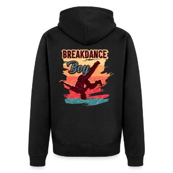 Breakdance Junge Breakdancing Kinder - Unisex Premium Bio Zip Hoodie - Schwarz - Hinten - Nico (187cm)