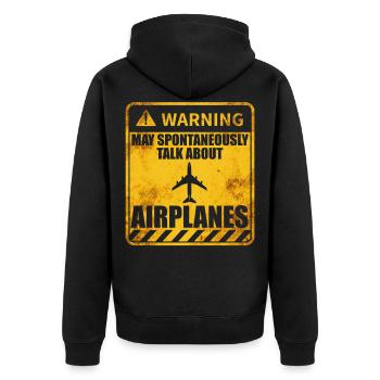 Flugzeugliebhaber Pilot Luftfahrt Aviatik Flugzeug - Unisex Premium Bio Zip Hoodie - Schwarz - Hinten - Nico (187cm)