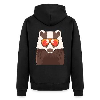 Dachs Sonnenbrille Sommer - Unisex Premium Bio Zip Hoodie - Schwarz - Hinten - Nico (187cm)