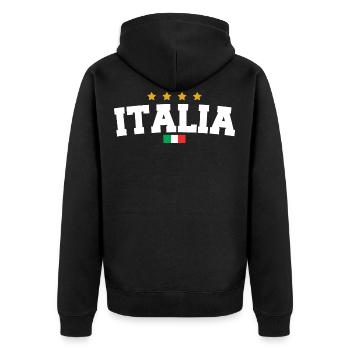 ITALIA Sport Fußball Fan - Unisex Premium Bio Zip Hoodie - Schwarz - Hinten - Nico (187cm)