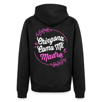Chingona Latina - Unisex Premium Organic Zip Hoodie - black - Back - Nico (187cm)