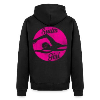 Schwimm Girl Schwimmerin Schwimmen Mädchen - Unisex Premium Bio Zip Hoodie - Schwarz - Hinten - Nico (187cm)