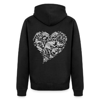 Cats in a heart - Unisex Premium Organic Zip Hoodie - black - Back - Nico (187cm)