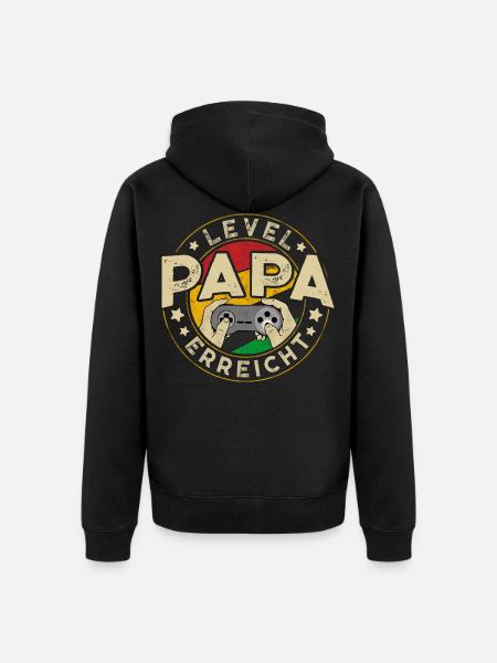 Level PAPA Erreicht - Unisex Premium Organic Zip Hoodie - black