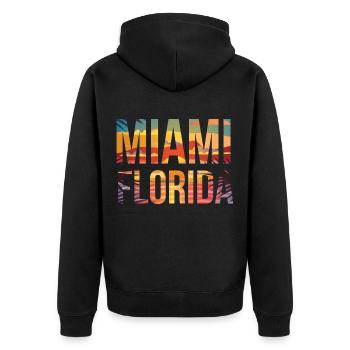Miami Florida sandy beach surf sunset - Unisex Premium Organic Zip Hoodie - black - Back - Nico (187cm)
