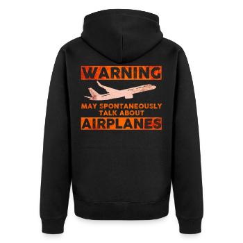 Flugzeugliebhaber Pilot Luftfahrt Aviatik Flugzeug - Unisex Premium Bio Zip Hoodie - Schwarz - Hinten - Nico (187cm)