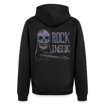Rock & Roll Gitarre Rock and Roll - Unisex Premium Bio Zip Hoodie - Schwarz - Hinten - Nico (187cm)