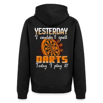 Dart player dart player gift - Unisex Premium Organic Zip Hoodie - black - Back - Nico (187cm)