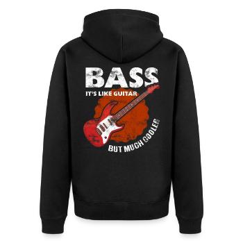 Bass Gitarrist Bassist Bass Spieler - Unisex Premium Bio Zip Hoodie - Schwarz - Hinten - Nico (187cm)