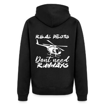 Helicopter pilot helicopter flying propeller - Unisex Premium Organic Zip Hoodie - black - Back - Nico (187cm)