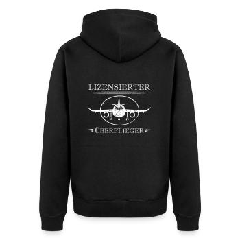 Pilot Flugzeug Überflieger Flieger Fliegen - Unisex Premium Bio Zip Hoodie - Schwarz - Hinten - Nico (187cm)