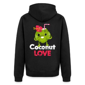 Coconut love - Unisex Premium Organic Zip Hoodie - black - Back - Nico (187cm)