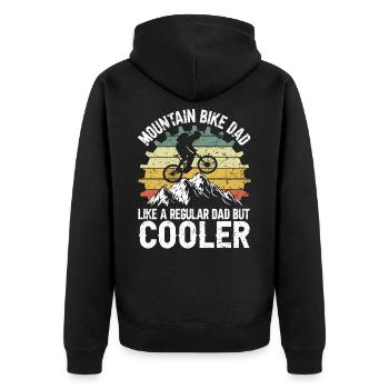 Cooler Mountainbike Dad - Unisex Premium Bio Zip Hoodie - Schwarz - Hinten - Nico (187cm)