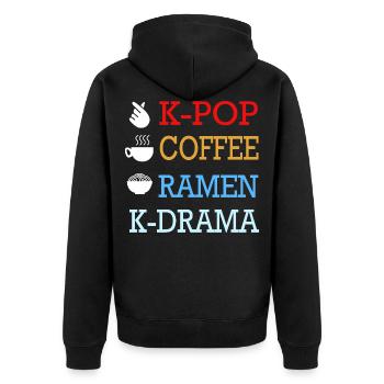 K-Pop Café Korea Pop Kdrama Kpop Corée - Veste à capuche bio Premium Unisexe - noir - Dos - Nico (187cm)