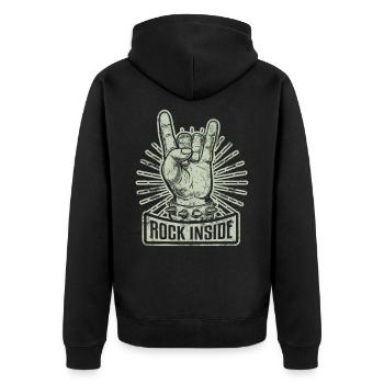 Rock & Roll Gitarren Spieler Rock and Roll - Unisex Premium Bio Zip Hoodie - Schwarz - Hinten - Nico (187cm)