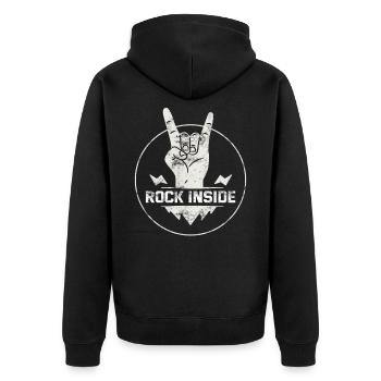 Rock & Roll Gitarre Rock and Roll - Unisex Premium Bio Zip Hoodie - Schwarz - Hinten - Nico (187cm)