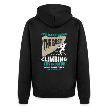 Climbing instructor Climbing instructor climbing climbing course - Unisex Premium Organic Zip Hoodie - black - Back - Nico (187cm)