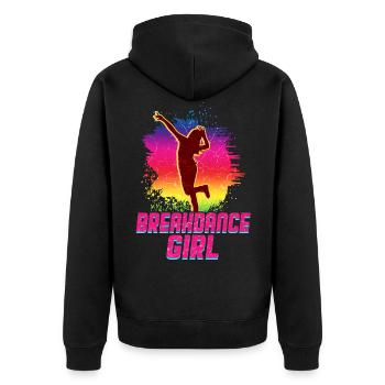 Breakdance Mädchen Tänzerin - Unisex Premium Bio Zip Hoodie - Schwarz - Hinten - Nico (187cm)