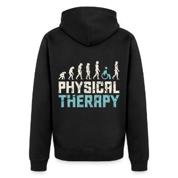 Physiotherapeut Beruf - Unisex Premium Bio Zip Hoodie - Schwarz - Hinten - Nico (187cm)