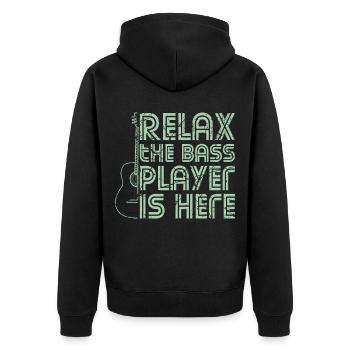 Bass guitariste bassiste bass joueur - Veste à capuche bio Premium Unisexe - noir - Dos - Nico (187cm)