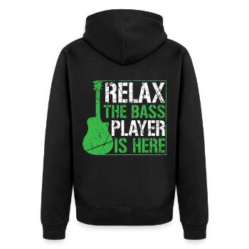 Bass Gitarrist Bassist Bass Spieler - Unisex Premium Bio Zip Hoodie - Schwarz - Hinten - Nico (187cm)