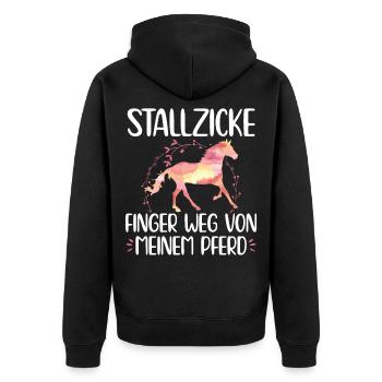 Stallzicke Reiterin Pferdemädchen Pferde Spruch - Unisex Premium Bio Zip Hoodie - Schwarz - Hinten - Nico (187cm)