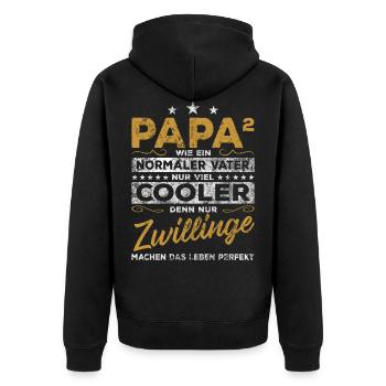 Vater Papa Zwillinge Zwillingspapa Geschenk - Unisex Premium Bio Zip Hoodie - Schwarz - Hinten - Nico (187cm)