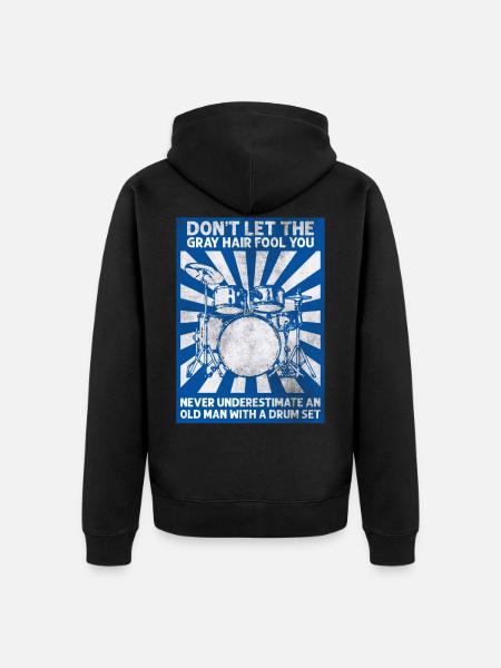Drums Drum Sticks Drummer Grandpa - Unisex Premium Organic Zip Hoodie - black