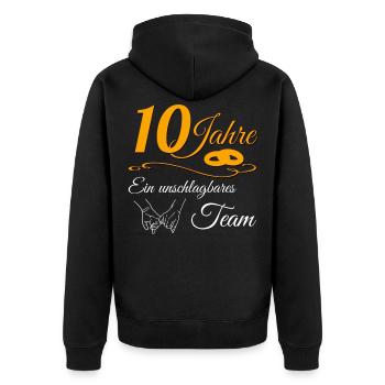 10 Hochzeitstag Geschenk zur Rosenhochzeit Paar - Unisex Premium Bio Zip Hoodie - Schwarz - Hinten - Nico (187cm)