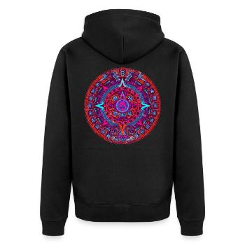 Aztekischer Kalender Mexiko Kultur Geschichte - Unisex Premium Bio Zip Hoodie - Schwarz - Hinten - Nico (187cm)