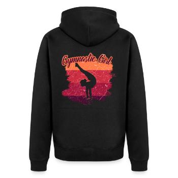 Turnen Turnerin Sport Gymnastik - Unisex Premium Bio Zip Hoodie - Schwarz - Hinten - Nico (187cm)