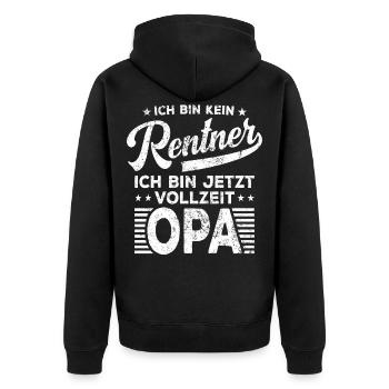 Ich bin kein Rentner ich bin jetzt Vollzeit Opa - Unisex Premium Bio Zip Hoodie - Schwarz - Hinten - Nico (187cm)