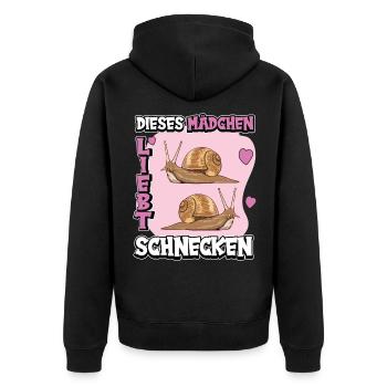 Dieses Mädchen liebt Schnecken - Unisex Premium Bio Zip Hoodie - Schwarz - Hinten - Nico (187cm)