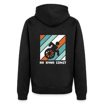 Rollstuhl Rollstuhlfahrer Handicap Behinderung - Unisex Premium Bio Zip Hoodie - Schwarz - Hinten - Nico (187cm)