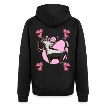 Stinktier Skunk Heart Design - Unisex Premium Organic Zip Hoodie - black - Back - Nico (187cm)