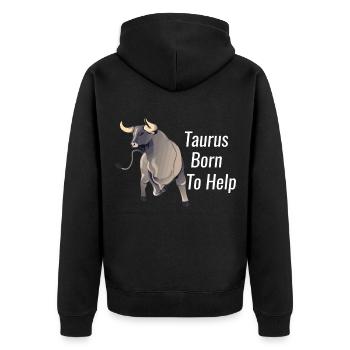 bull - Unisex Premium Organic Zip Hoodie - black - Back - Nico (187cm)