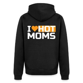 I Love Hot Moms I Heart Hot Moms - Unisex Premium Bio Zip Hoodie - Schwarz - Hinten - Nico (187cm)