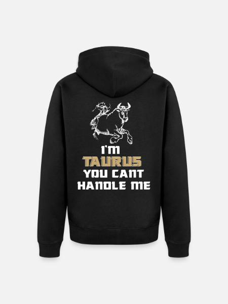 Taurus Untamable Bull Horoscope Zodiac Sign - Unisex Premium Organic Zip Hoodie - black