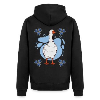 Gänse Goose Blue Design - Unisex Premium Bio Zip Hoodie - Schwarz - Hinten - Nico (187cm)