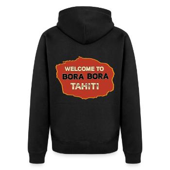 Bora Bora Tahiti Sonne Meer Strand Urlaub - Unisex Premium Bio Zip Hoodie - Schwarz - Hinten - Nico (187cm)