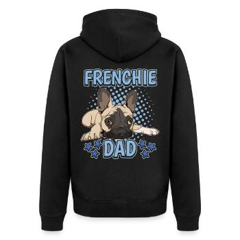 French Bulldog Frenchie Dad - Unisex Premium Organic Zip Hoodie - black - Back - Nico (187cm)
