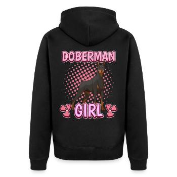 Dobermann Doberman Girl - Veste à capuche bio Premium Unisexe - noir - Dos - Nico (187cm)