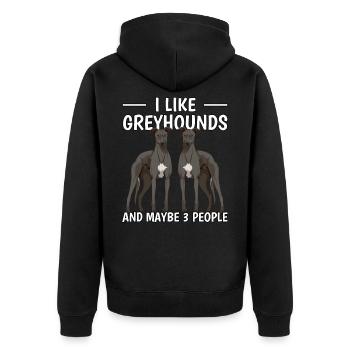 Greyhound I Like Greyhounds And Maybe 3 People - Unisex Premium Organic Zip Hoodie - black - Back - Nico (187cm)