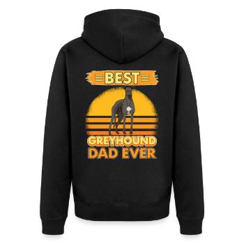 Windhund Best Greyhound Dad Ever - Unisex Premium Organic Zip Hoodie - black - Back - Nico (187cm)