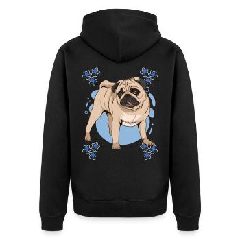 Mops Pug Blue Design - Veste à capuche bio Premium Unisexe - noir - Dos - Nico (187cm)