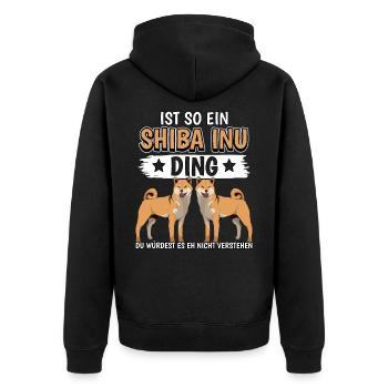 Ist so ein Shiba Inu Ding - Unisex Premium Bio Zip Hoodie - Schwarz - Hinten - Nico (187cm)
