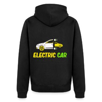 Electric Car Environment E-Car Battery Car - Unisex Premium Organic Zip Hoodie - black - Back - Nico (187cm)