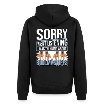 Bullmastiff I Quoi Thinking About Bullmastiffs - Veste à capuche bio Premium Unisexe - noir - Dos - Nico (187cm)